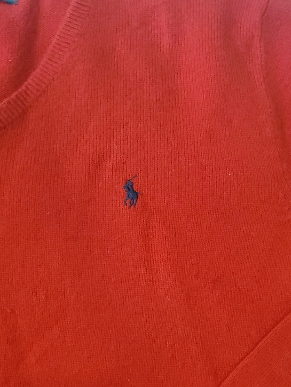 Polo by Ralph Lauren Red V-Neck Men's Lamb Wool  Sweater - Picture 5 of 11